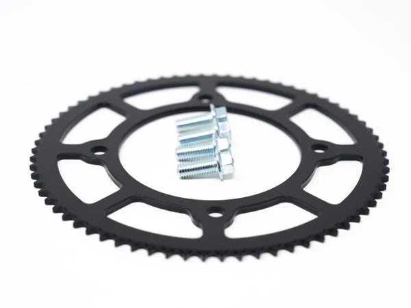 eMOTO Sprocket Ebox 1 and 2 219H pitch rear sprocket, product image showing metal sprocket with evenly spaced teeth and central mounting holes