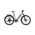 Aventon Level 4 REC Step-Thru electric bike in Glacier Mint color, side view, displayed on a white background
