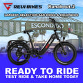 Black eBike Revi Runabout.2 electric bicycle, side view, against a white background