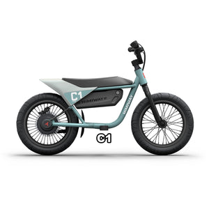 Bluish gray Himiway C1 eBike in its box, product image showing the packaged eBike in gray color.