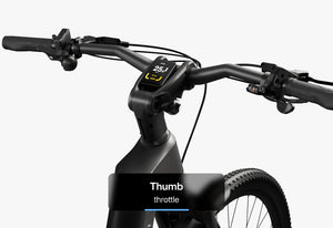 Side view of the Urtopia Carbon Fusion Pro eBike in Blazing Black, showcasing its sleek carbon frame, integrated battery, and modern design against a plain background.