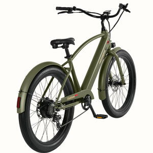 Retrospec Chatham Rev Plus 2 eBike in matte olive drab, step-over frame, side view