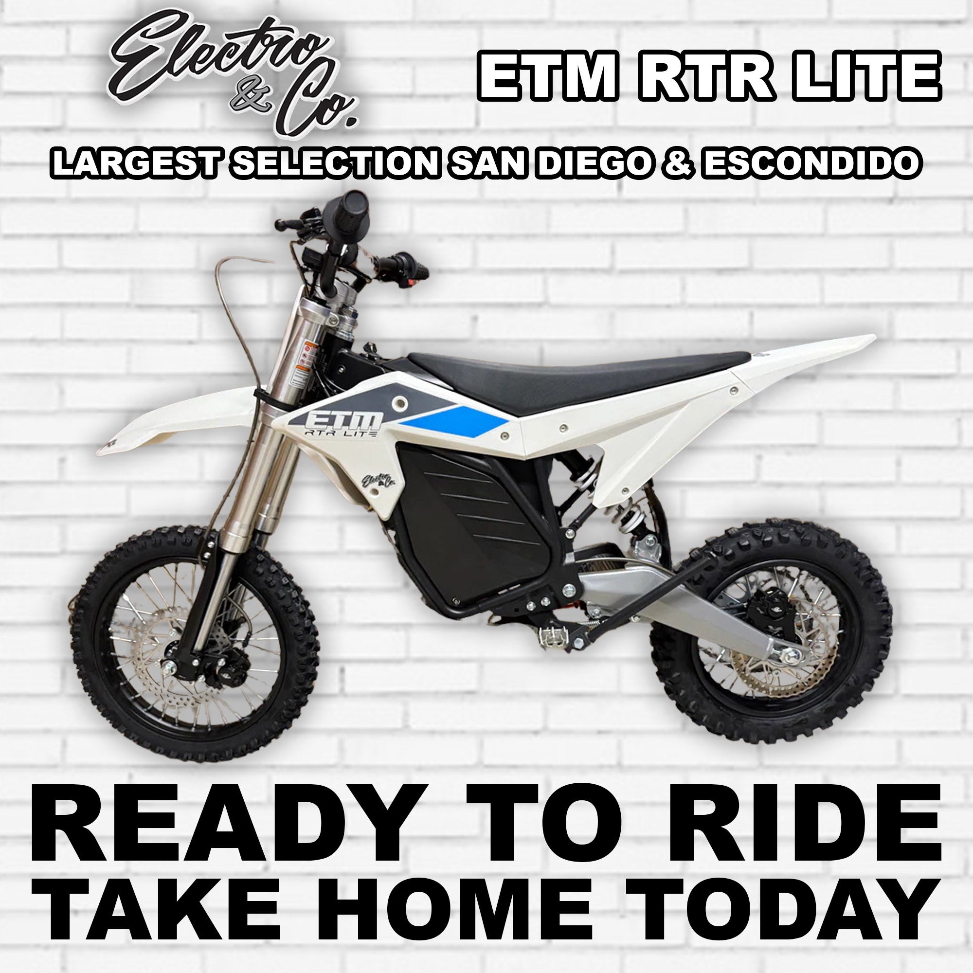 White eMOTO Electro & Co RTR Lite electric motorcycle, side view, on a plain background