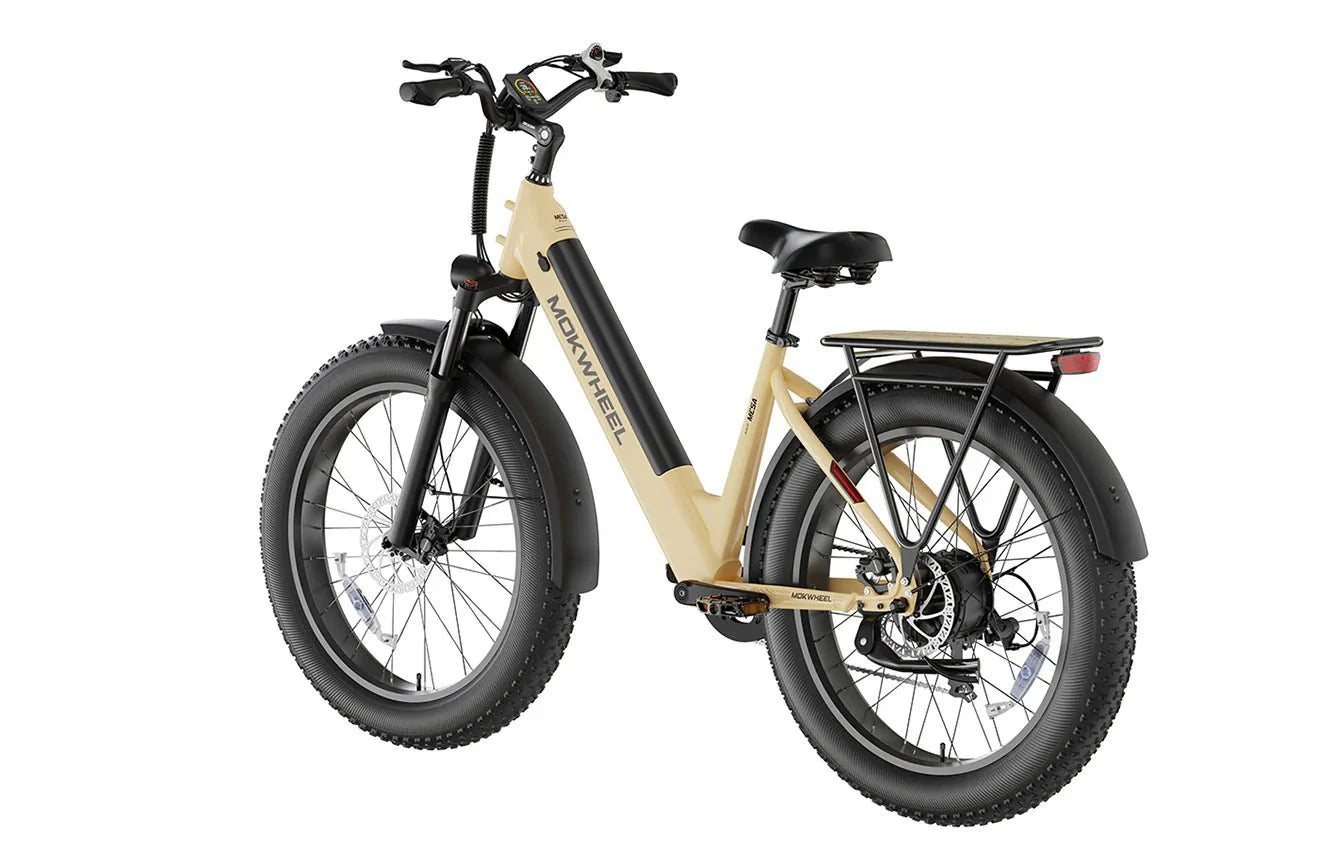 Mesa Plus ST 750W step-thru eBike with 26x4 fat tires, electric beach cruiser design, shown in product image