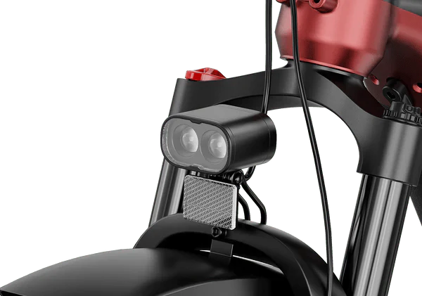 Black and red Mokwheel Obsidian ST eBike, side view, showcasing frame design and color accents.