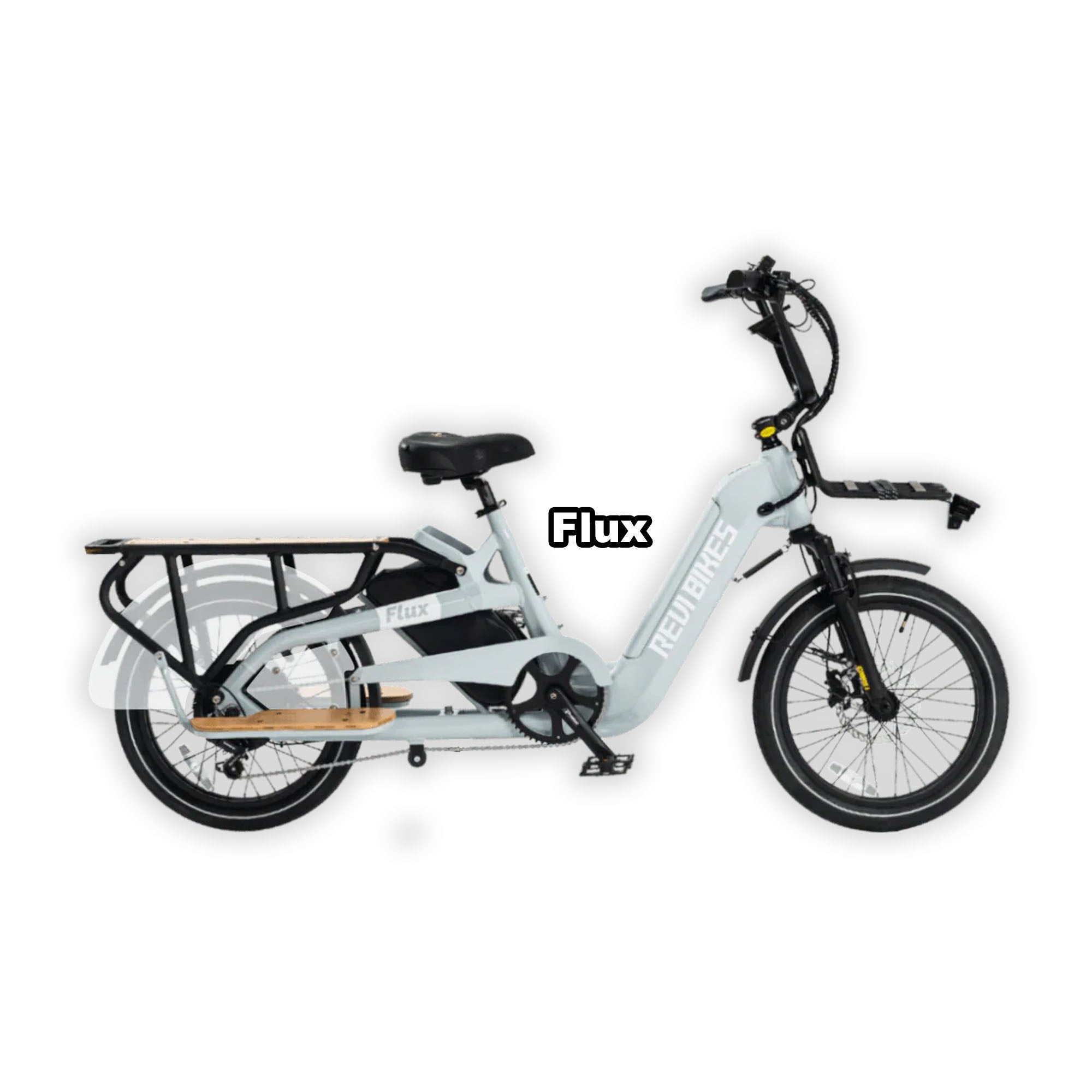Gray eBike Revi Flux packaged inside its box, showing the bike securely packed for shipping.