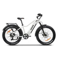 White KASEN Ranger 2.0 750W electric bike with 26x4 fat tires, designed as a fat tire electric beach cruiser.