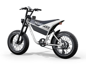 Rear view of a white HIMIWAY C5 Ultra 750W step-over e-moto style electric bike with 20x4 fat tires