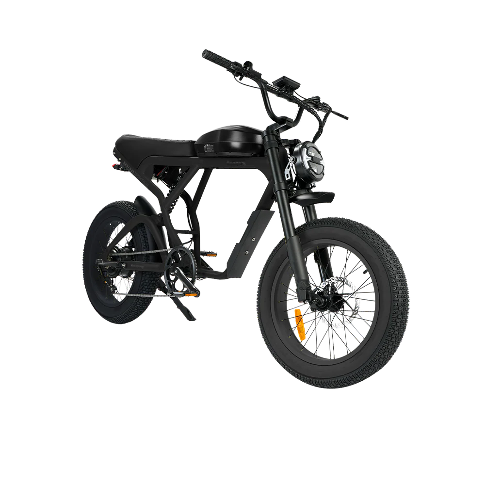 Black eBike Revi Cougar electric bicycle side view on white background