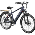Side view of the MOKWHEEL Asphalt 2.0 eBike in matte black, showing its step-through frame, wide tires, rear rack, and integrated battery.