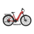 Crimson red Mokwheel Tarmac ST eBike in its box, product image showing the bike packaged for delivery.