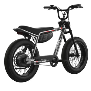 Super73 Z Miami electric bike in metallic aluminum color, side view, against a white background