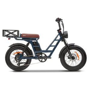 Retro blue KASEN Malibu 1000W step-thru electric cargo eBike with 20x4 fat tires