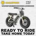 Macfox X7 eBike in desert beige color, side view, displayed against a neutral background