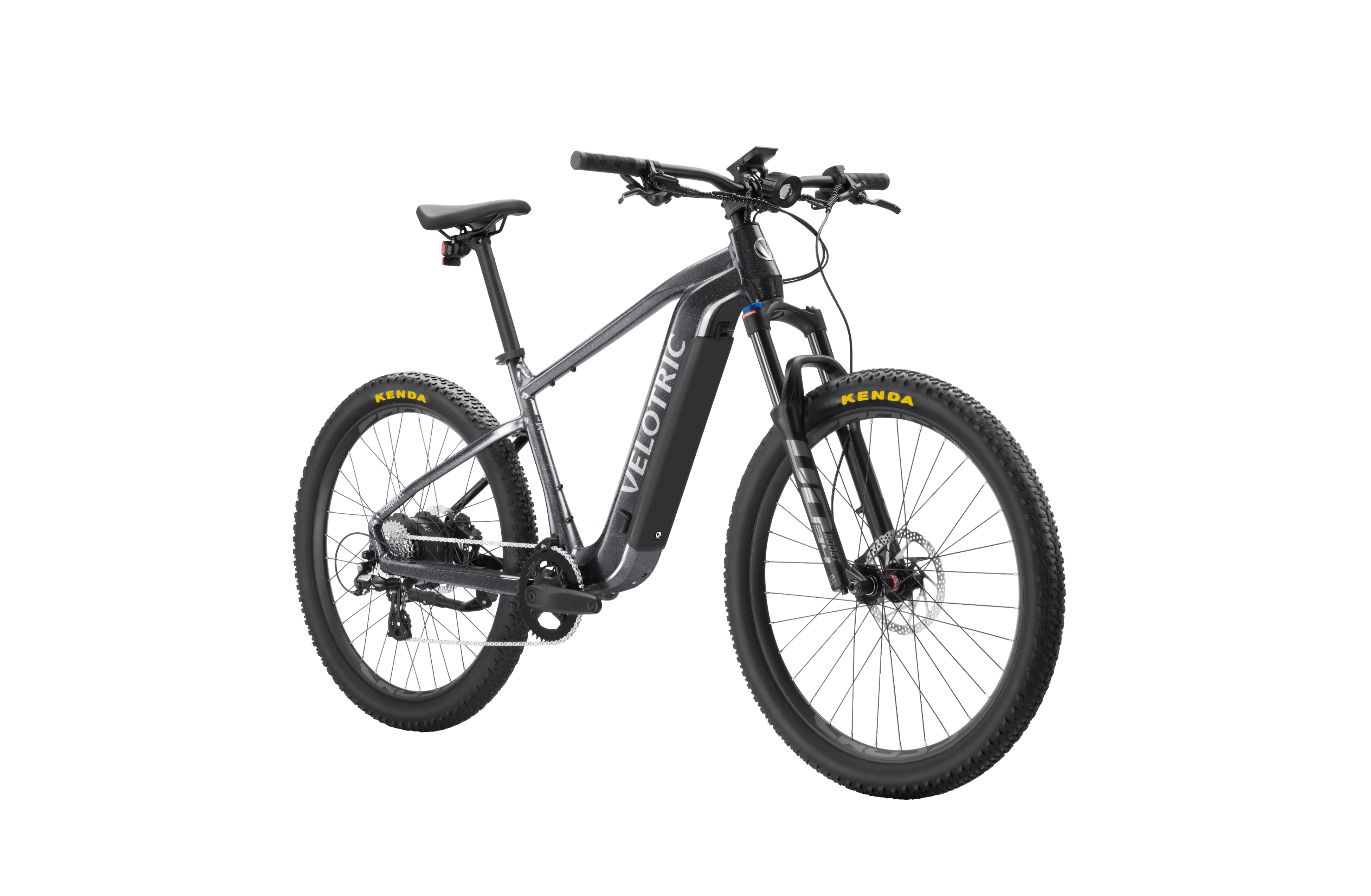Velotric Summit 1 electric mountain bike in Space Black, side view, isolated on white background
