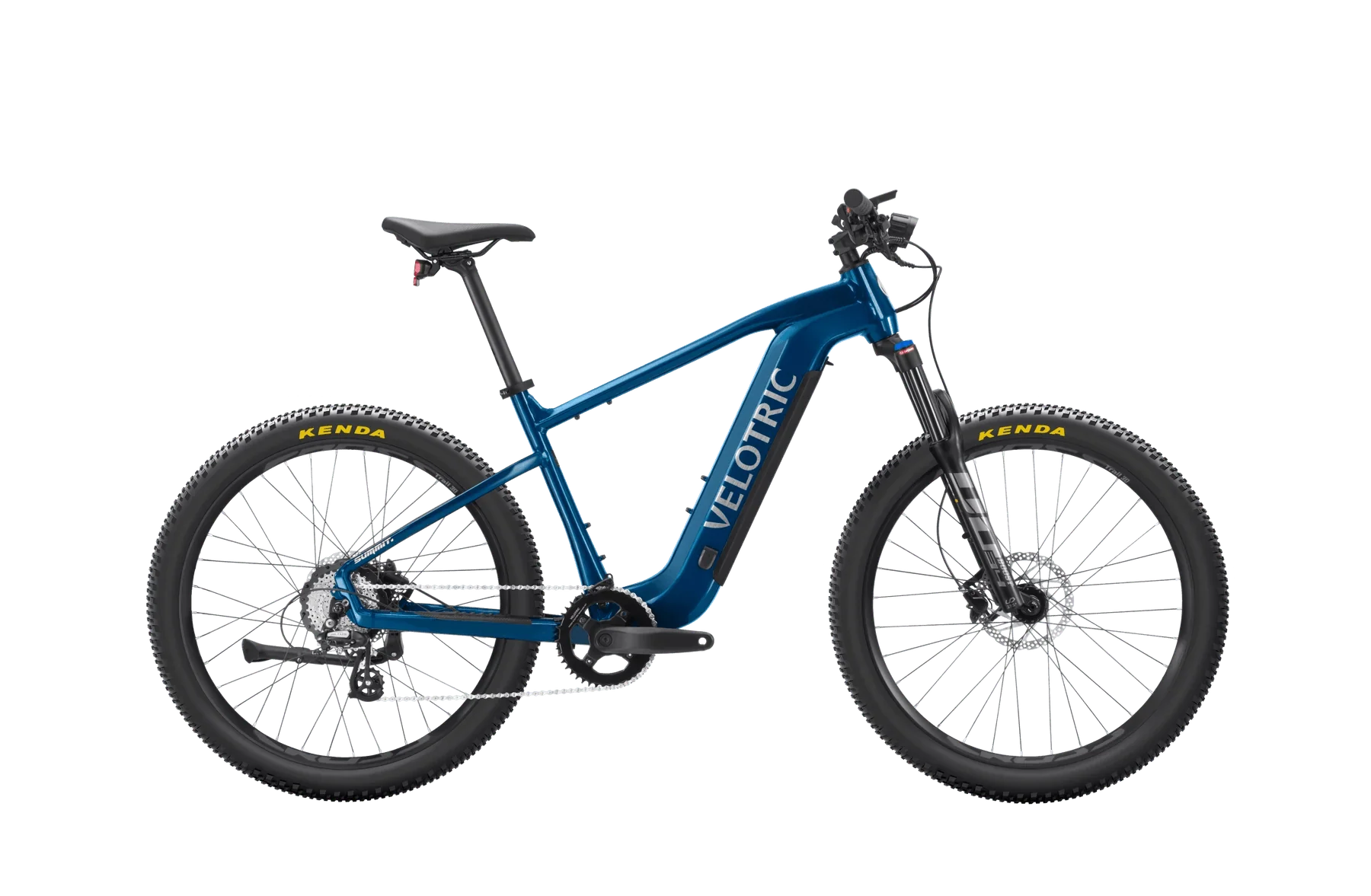 Royal blue Velotric Summit 1 eBike, regular large size, side view against a white background.