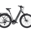 Stone gray Velotric Discover 3 eBike side view, showcasing frame design, battery placement, and wheels against a plain background.