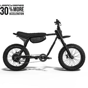 A matte black Super73 Z Adventure Series SE electric bike with rugged tires, front suspension, and a minimalist frame, shown from a side angle against a white background.