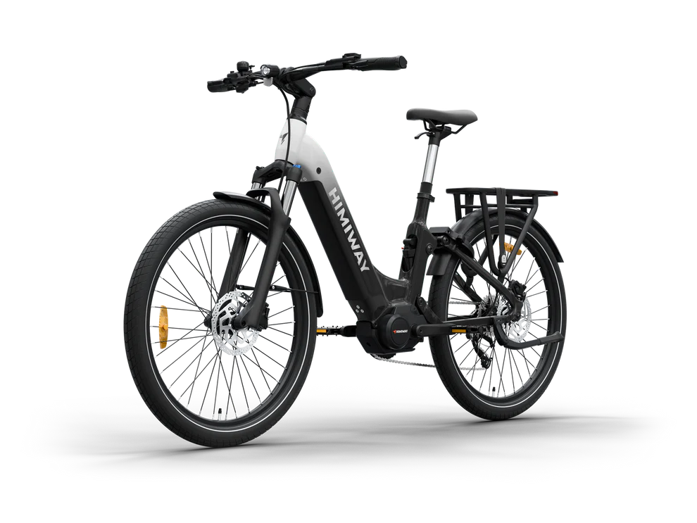 Himiway A7 Pro eBike in black and white gradient, side view, showcasing frame and design features