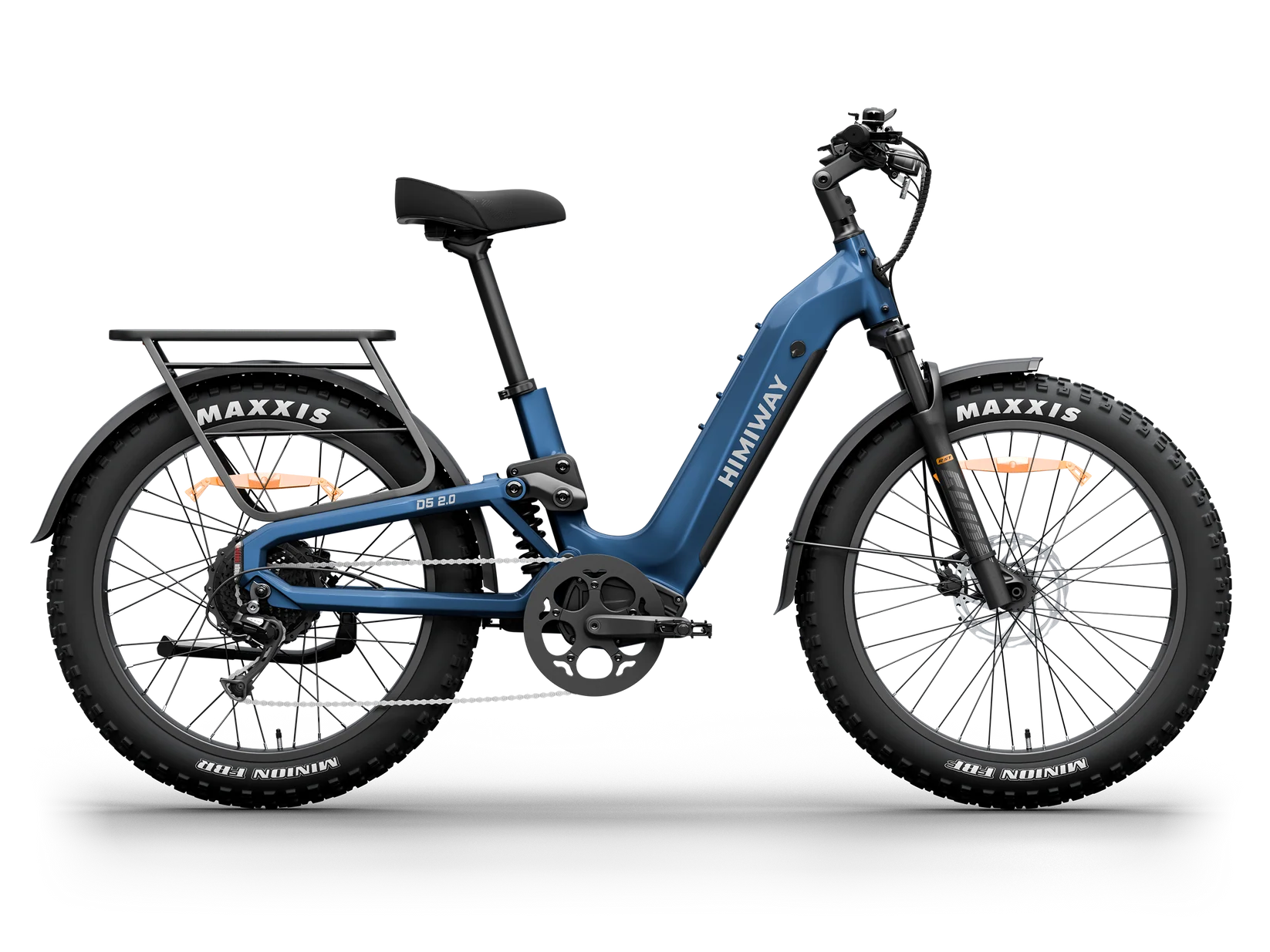 Midnight blue Himiway D5 2.0 ST electric bike, side view, against a white background