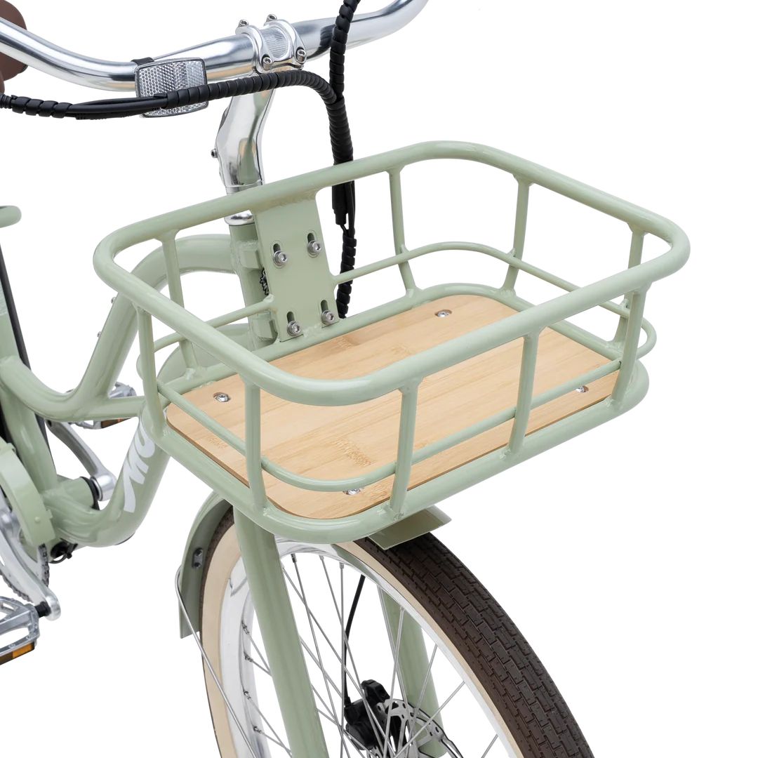 Side view of the Murf Gigi 2.0 eBike in matte black, showing its step-through frame, wide tires, and rear cargo rack against a plain background.