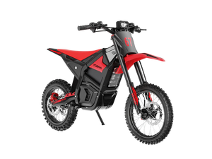 Side view of the eMOTO Yozma IN 10 electric scooter in black, showcasing its sleek frame, wide footboard, and large wheels against a plain background.
