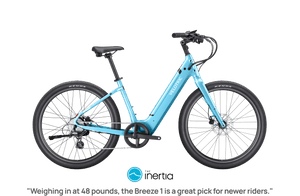 Velotric Breeze 1 eBike in Ocean Mist color, side view, displayed against a plain background