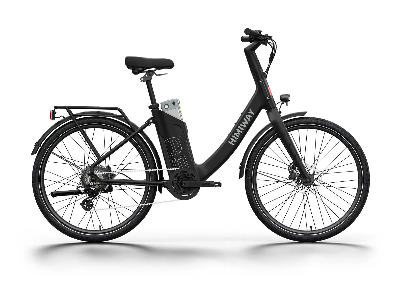Himiway A3 Step Thru electric bike in black, side view, displayed on a white background