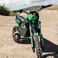 A black eMOTO eBike Drift Hero 2500w dirt bike with rugged tires, sturdy frame, and sporty design, displayed on a white background.