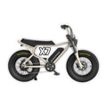 eBike Macfox X7 in Desert Beige color with single battery, shown in box, product image, model R2R Escondido, barcode 810206240533