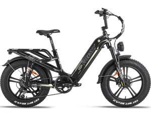 Black Freesky Rocky Pro A-320 electric bike, side view, against a white background