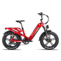 Red Freesky Rocky Pro A-320 electric bike side view, showcasing frame design, battery, and tires.