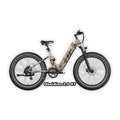 Mokwheel Obsidian ST 2.0 eBike in Desert Camo color, shown packaged inside its shipping box with protective materials.