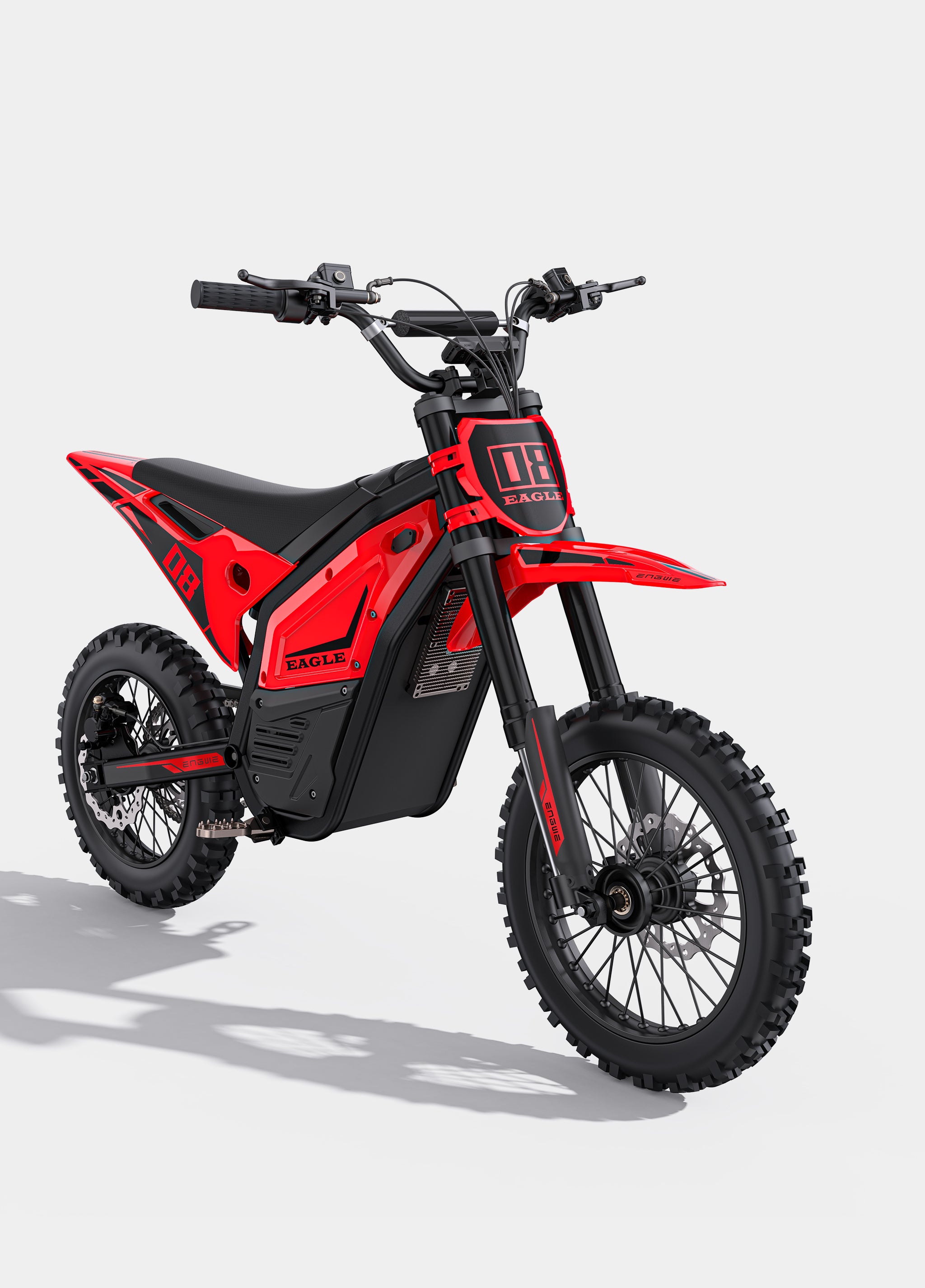 Engwe Eagle electric bike in black and red color, side view, displayed on a white background