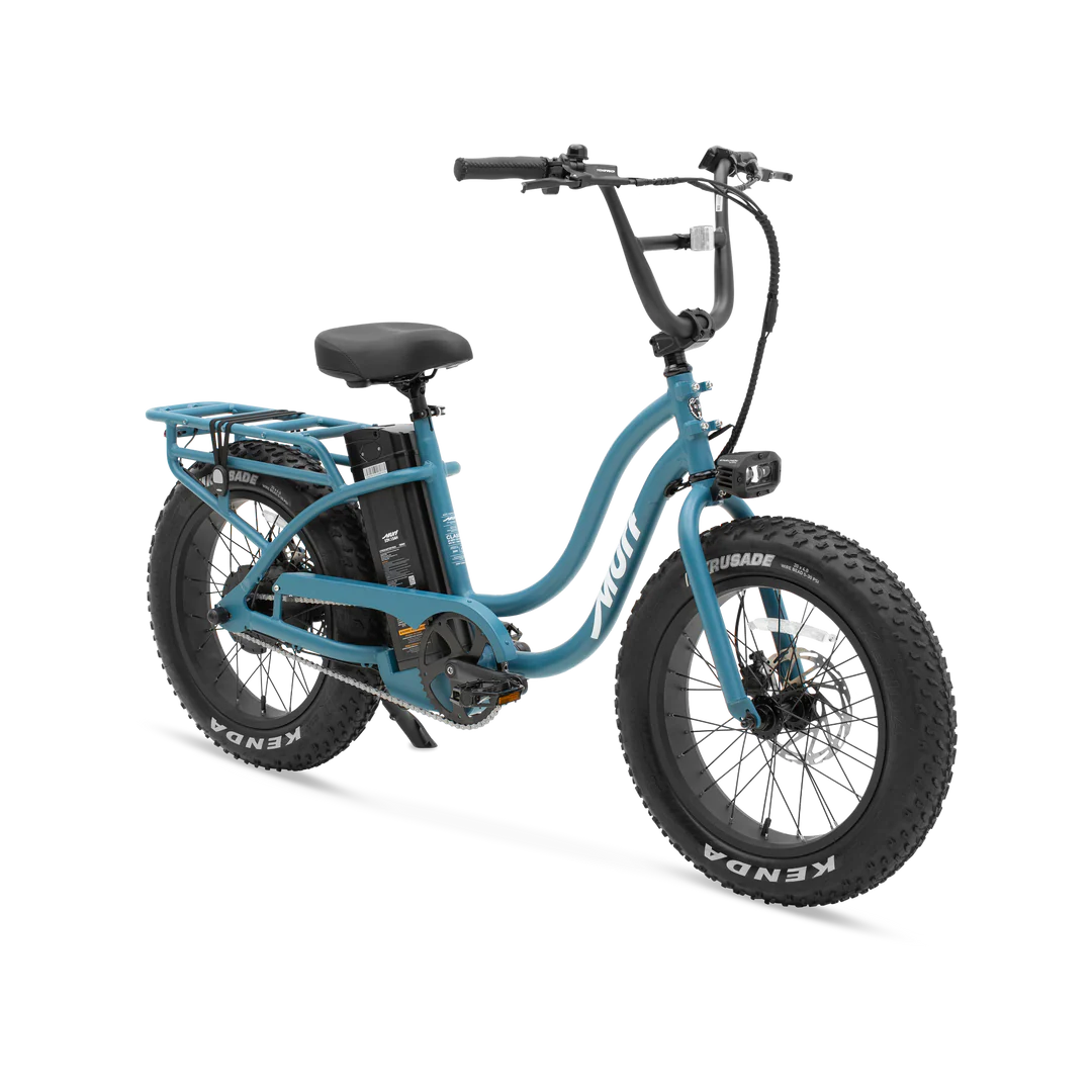 Electric bike Murf Higgs ST in denim color, side view, displayed on a white background.