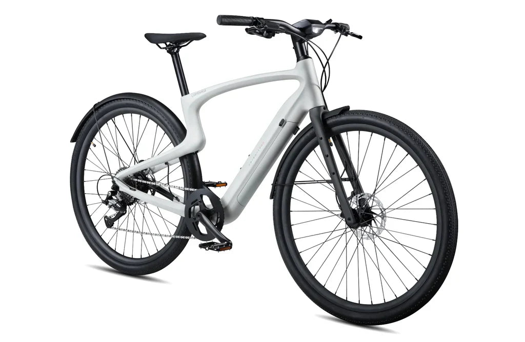 Side view of the Urtopia Carbon 1 Pro eBike in black, showcasing its lightweight carbon fiber frame, integrated display, and sleek modern design.