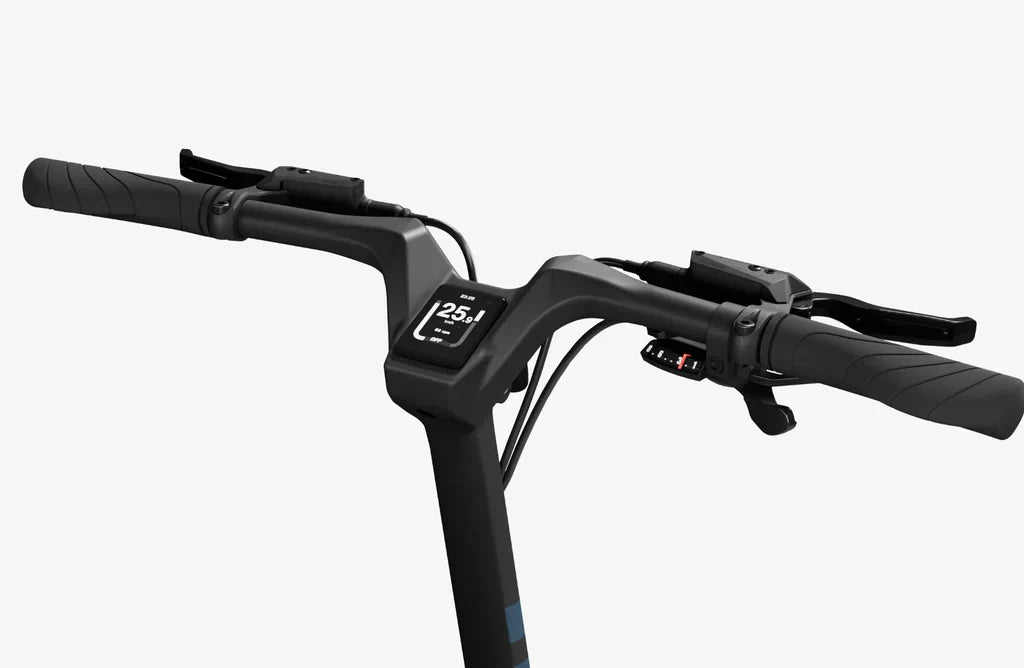Side view of the Urtopia Carbon Fold 1 eBike in a folded position, showcasing its compact carbon fiber frame, black color, and modern design.