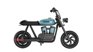 Blue eMOTO Hyper Gogo Pioneer 12 Plus electric bike without training wheels, side view