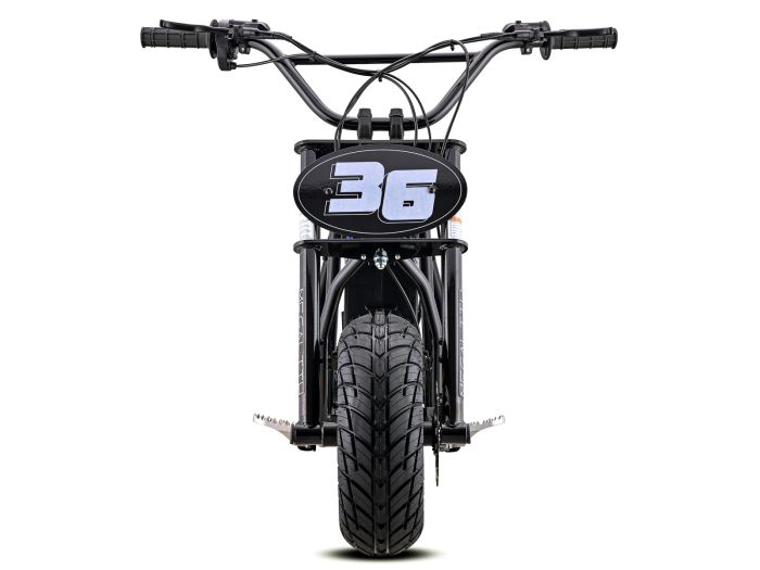 Black eMOTO EBOX Dragster electric bike, side view, against a white background