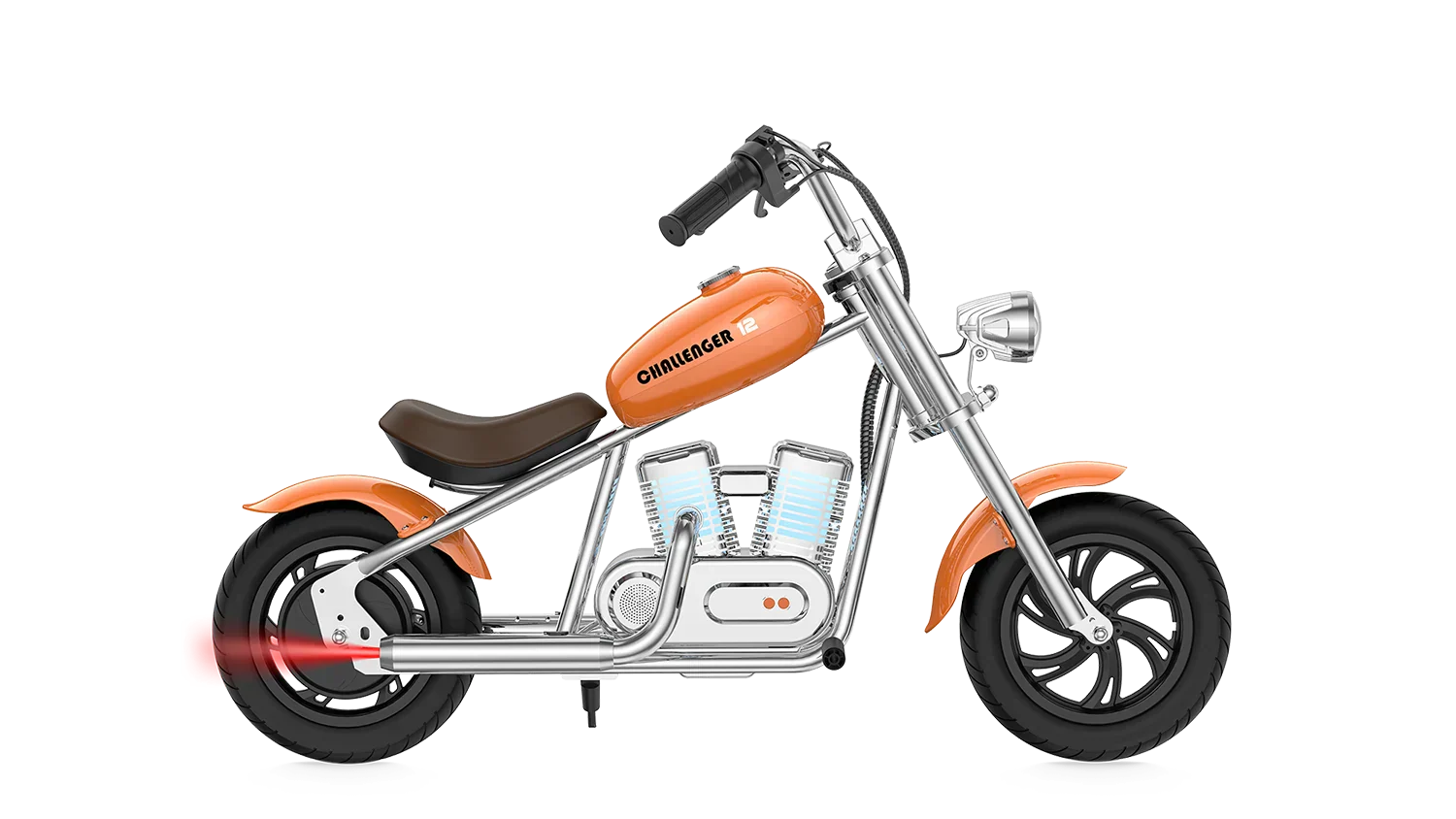 Orange eMOTO Hyper Gogo Challenger 12 Plus electric bike with app connectivity, side view, product image