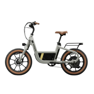 Electric bike Segway Muxi in dusty sage color, side view, isolated on white background
