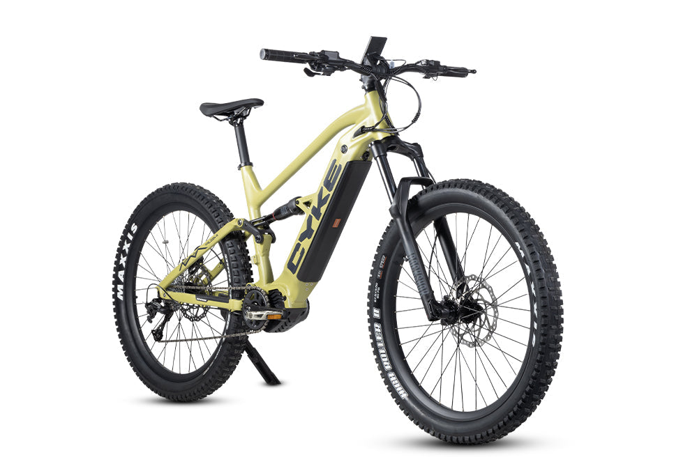 Military green eBike Cyke Falcon A, side view, showcasing frame design and wheels