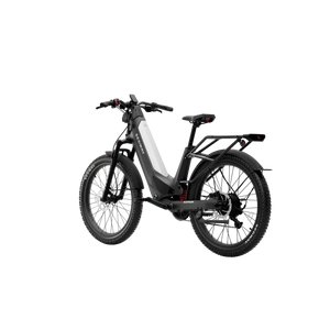 Silver Segway Xafari eBike side view, showcasing sleek frame design and large tires