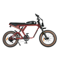 Red eBike Revi Cougar electric bicycle side view with black accents and thick tires