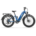 Blue Freesky Wild Cat Ultra A-340 electric bike, side view, showcasing sturdy frame and fat tires