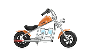 Orange eMOTO Hyper Gogo Cruiser 12 Plus electric bike without training wheels, product image, model 251020, app-enabled