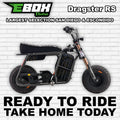 eMOTO Ebox Dragster RS electric bike in black, side view, displayed against a white background