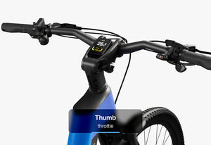 Urtopia Carbon Fusion Pro eBike in Deep Sea Blue, side view highlighting the sleek carbon frame, integrated battery, and modern design features.