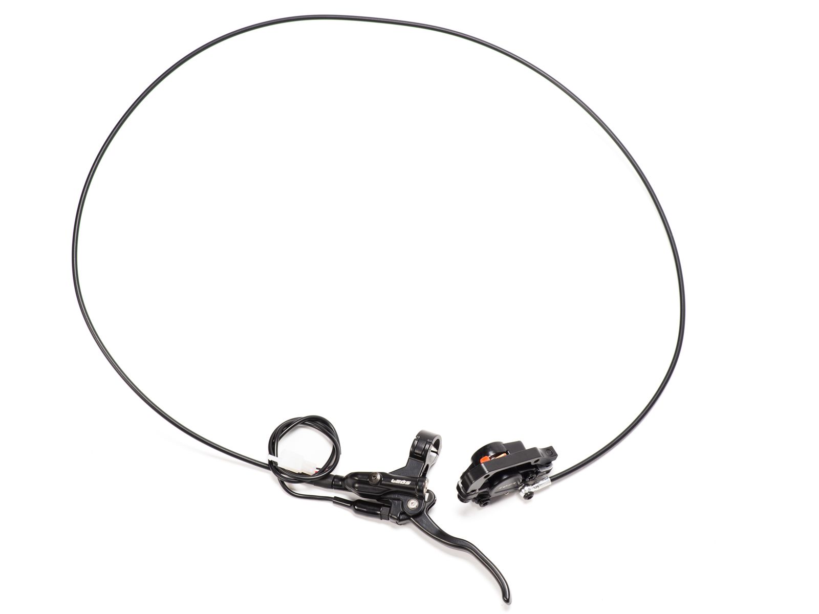 Product image of the eMOTO EBOX Rear (Left) brake system, upgraded hydraulic model, showing the brake assembly and components.