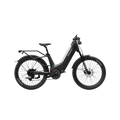 Silver Segway Xafari eBike side view, showcasing its sleek frame, wide tires, and integrated battery on a white background.